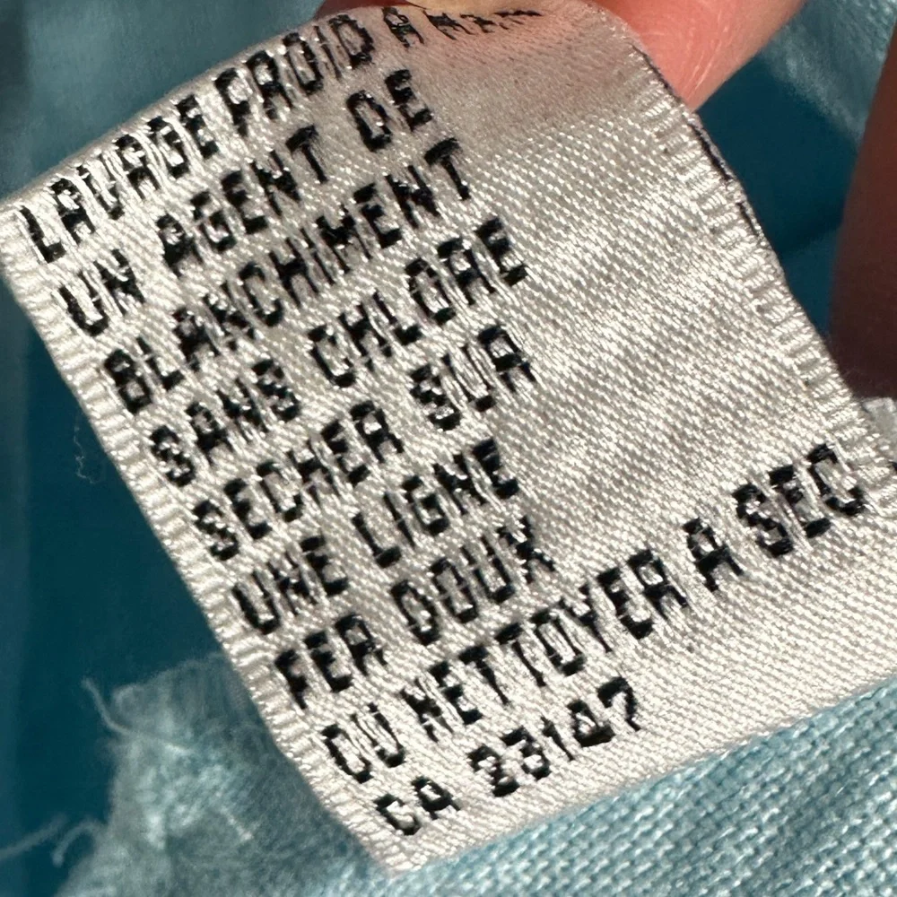 Talbots 100% Irish Linen V-Neck Button Down Short Sleeve Blouse Size 16 Blue Top - Picture 6 of 12